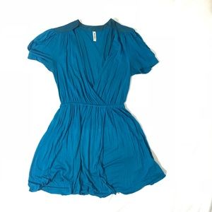 Free people safari blue mini dress embroidered